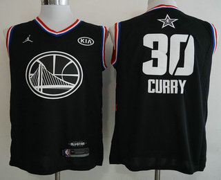 Men's Golden State Warriors #30 Stephen Curry Jordan Brand Black 2019 All-Star Game Swingman Jersey With The Sponsor Logo