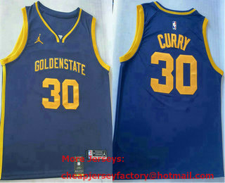 Men's Golden State Warriors #30 Stephen Curry Navy Blue Jordan 2022 Stitched Jersey