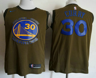 Men's Golden State Warriors #30 Stephen Curry Olive Stitched Nike Swingman Jersey