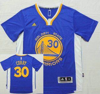 Men's Golden State Warriors #30 Stephen Curry Revolution 30 Swingman 2015 New Blue Short-Sleeved Jersey