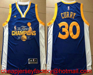 Men's Golden State Warriors #30 Stephen Curry Royal Blue 2017 The Finals Championship Stitched NBA Swingman Jersey