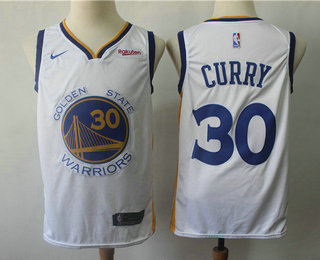 Men's Golden State Warriors #30 Stephen Curry White 2019 Nike Swingman NEW Rakuten Logo Stitched NBA Jersey