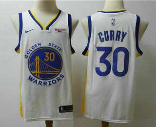 Men's Golden State Warriors #30 Stephen Curry White 2020 Nike Swingman NEW Rakuten Logo Stitched NBA Jersey