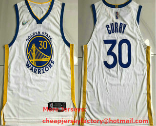 Men's Golden State Warriors #30 Stephen Curry White 75th Anniversary Diamond 2021 Stitched AU Jersey