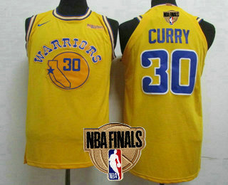 Men's Golden State Warriors #30 Stephen Curry Yellow 2019 NBA Finals Patch Nike Player Edition Stitched NBA Jersey