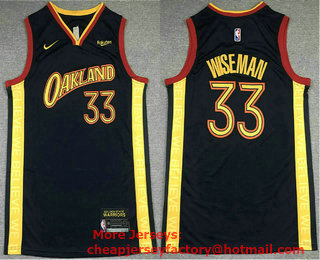 Men's Golden State Warriors #33 James Wiseman Black NEW 2021 Nike City Edition Stitched Jersey With Sponsor Logo