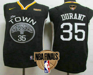 Men's Golden State Warriors #35 Kevin Durant Black 2019 NBA Finals Patch Nike Player Edition Stitched NBA Jersey