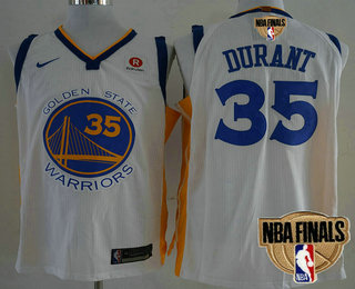 Men's Golden State Warriors #35 Kevin Durant White 2018 The NBA Finals Patch Nike Swingman Jersey