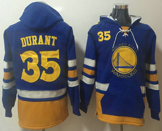 Men's Golden State Warriors #35 Kevin Durant NEW Royal Blue Pocket Stitched NBA Pullover Hoodie