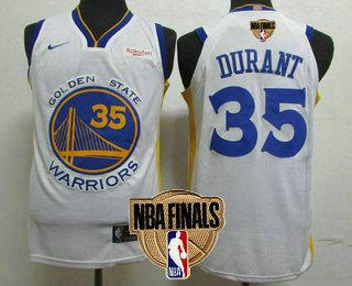 Men's Golden State Warriors #35 Kevin Durant White 2019 NBA Finals Patch Nike Player Edition Stitched NBA Jersey
