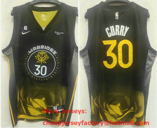 Men's Golden State Warriors 30 Stephen Curry 2022 Black City Edition Stitched Basketball Jersey