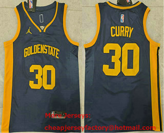 Men's Golden State Warriors 30 Stephen Curry Navy Blue  Statement Edition Stitched Jersey