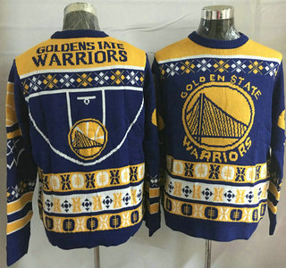 Men's Golden State Warriors Blue With Yellow NBA Sweater