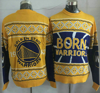 Men's Golden State Warriors Yellow With Blue NBA Sweater