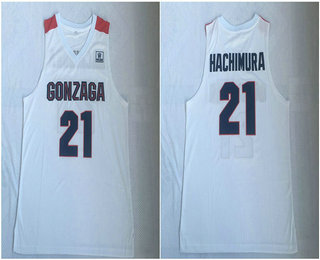 Men's Gonzaga Bulldogs #21 Rui Hachimura White College Basketball Jersey