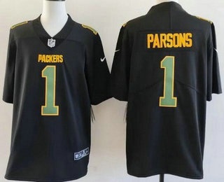 Men's Green Bay Packers #1 Micah Parsons Limited Black Fashion Vapor Jersey