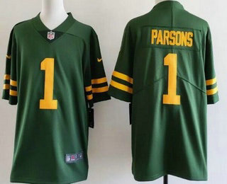 Men's Green Bay Packers #1 Micah Parsons Limited Green Alternate Vapor Jersey