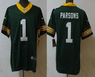 Men's Green Bay Packers #1 Micah Parsons Limited Green FUSE Vapor Stitched Jersey
