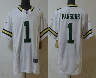 Men's Green Bay Packers #1 Micah Parsons Limited White FUSE Vapor Stitched Jersey