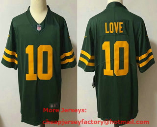 Men's Green Bay Packers #10 Jordan Love Green Yellow 2021 Vapor Untouchable Stitched NFL Nike Limited Jersey
