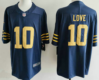 Men's Green Bay Packers #10 Jordan Love Limited Navy Vapor Jersey