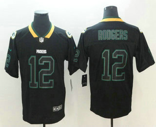 Men's Green Bay Packers #12 Aaron Rodgers 2018 Black Lights Out Color Rush Stitched NFL Nike Limited Jersey