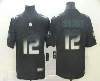 Men's Green Bay Packers #12 Aaron Rodgers Black 2019 Vapor Smoke Fashion Stitched NFL Nike Limited Jersey