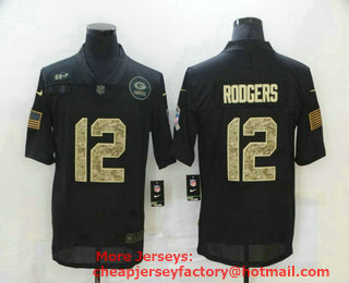 Men's Green Bay Packers #12 Aaron Rodgers Black Camo 2020 Salute To Service Stitched NFL Nike Limited Jersey