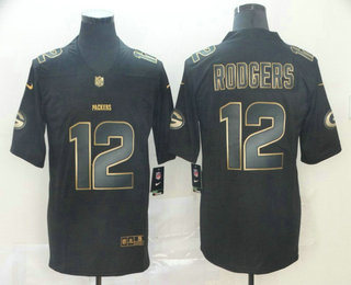 Men's Green Bay Packers #12 Aaron Rodgers Black Gold 2019 Vapor Untouchable Stitched NFL Nike Limited Jersey