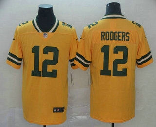 Men's Green Bay Packers #12 Aaron Rodgers Gold 2019 Inverted Legend Stitched NFL Nike Limited Jersey