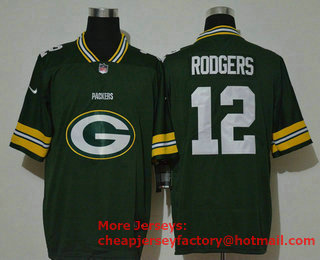 Men's Green Bay Packers #12 Aaron Rodgers Green 2020 Big Logo Vapor Untouchable Stitched NFL Nike Fashion Limited Jersey