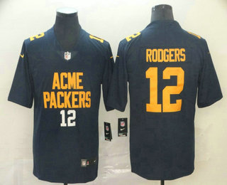 Men's Green Bay Packers #12 Aaron Rodgers Navy Blue 2019 City Edition Vapor Stitched NFL Nike Limited Jersey