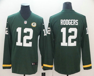 Men's Green Bay Packers #12 Aaron Rodgers Nike Green Therma Long Sleeve Limited Jersey