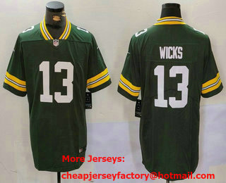 Men's Green Bay Packers #13 Dontayvion Wicks Green Vapor Untouchable Stitched Jersey