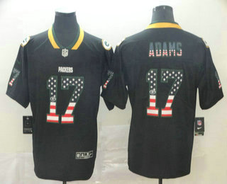 Men's Green Bay Packers #17 Davante Adams 2018 USA Flag Fashion Black Color Rush Stitched Nike Limited Jersey