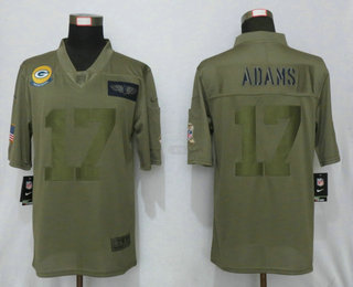 Men's Green Bay Packers #17 Davante Adams NEW Olive 2019 Salute To Service Stitched NFL Nike Limited Jersey
