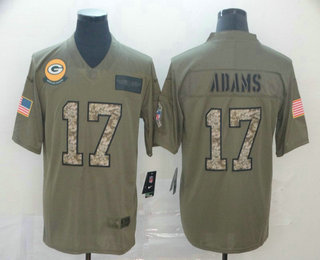 Men's Green Bay Packers #17 Davante Adams Olive Camo 2019 Salute To Service Stitched NFL Nike Limited Jersey