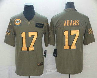 Men's Green Bay Packers #17 Davante Adams Olive Gold 2019 Salute To Service Stitched NFL Nike Limited Jersey