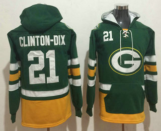 Men's Green Bay Packers #21 Ha Ha Clinton-Dix NEW Green Pocket Stitched NFL Pullover Hoodie