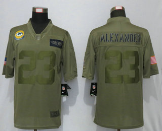 Men's Green Bay Packers #23 Jaire Alexander NEW Olive 2019 Salute To Service Stitched NFL Nike Limited Jersey