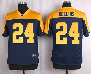 Men's Green Bay Packers #24 Quinten Rollins Navy Blue Gold Alternate NFL Nike Elite Jersey