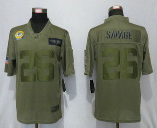 Men's Green Bay Packers #26 Darnell Savage Jr NEW Olive 2019 Salute To Service Stitched NFL Nike Limited Jersey