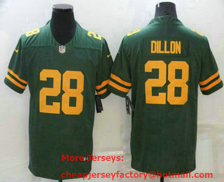 Men's Green Bay Packers #28 AJ Dillon Green Yellow 2021 Vapor Untouchable Stitched NFL Nike Limited Jersey