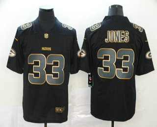 Men's Green Bay Packers #33 Aaron Jones Black Gold 2019 Vapor Untouchable Stitched NFL Nike Limited Jersey