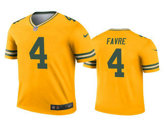 Men's Green Bay Packers #4 Brett Favre Gold Inverted Legend Jersey