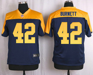Men's Green Bay Packers #42 Morgan Burnett Navy Blue Gold Alternate NFL Nike Elite Jersey