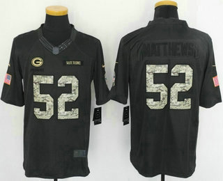 Men's Green Bay Packers #52 Clay Matthews Black Anthracite 2016 Salute To Service Stitched NFL Nike Limited Jersey