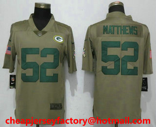 Men's Green Bay Packers #52 Clay Matthews Olive 2017 Salute To Service Stitched NFL Nike Limited Jersey