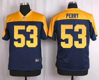 Men's Green Bay Packers #53 Nick Perry Navy Blue Gold Alternate NFL Nike Elite Jersey