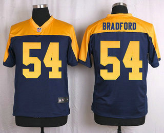 Men's Green Bay Packers #54 Carl Bradford Navy Blue Gold Alternate NFL Nike Elite Jersey